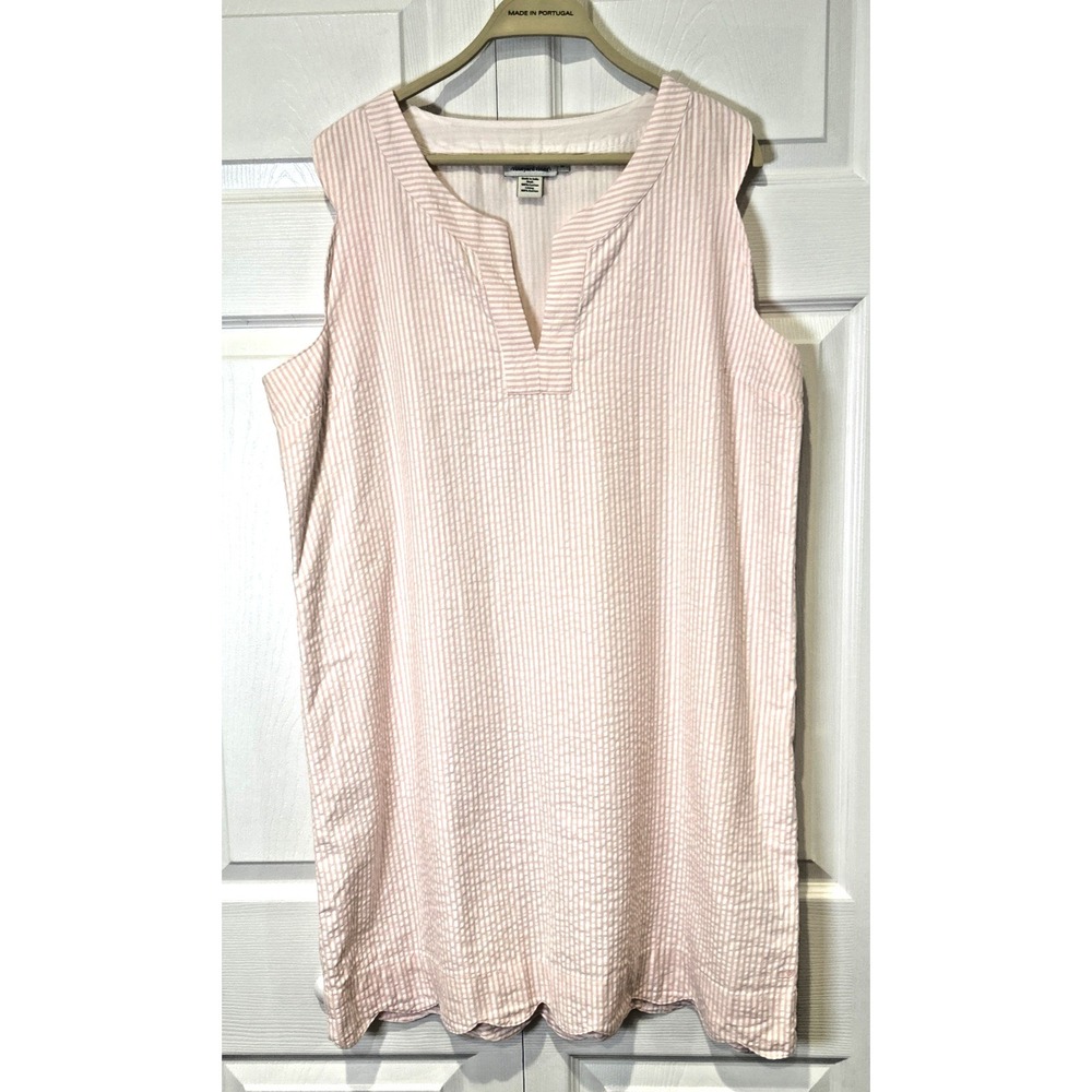 Vineyard Vines Womens Dress Sz 16 Pink Seersucker Striped Lined Scalloped Hem